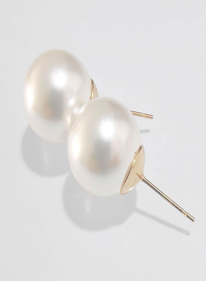 FYFTAK Big Pearl Earrings Classic Oversized Faux White Large Pearl Earrings Studs for Women - 12mm - Image 4
